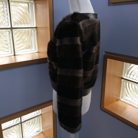 Nana Nucci Striped Faux Fur Jacket Size 2 - Picture 4 of 10